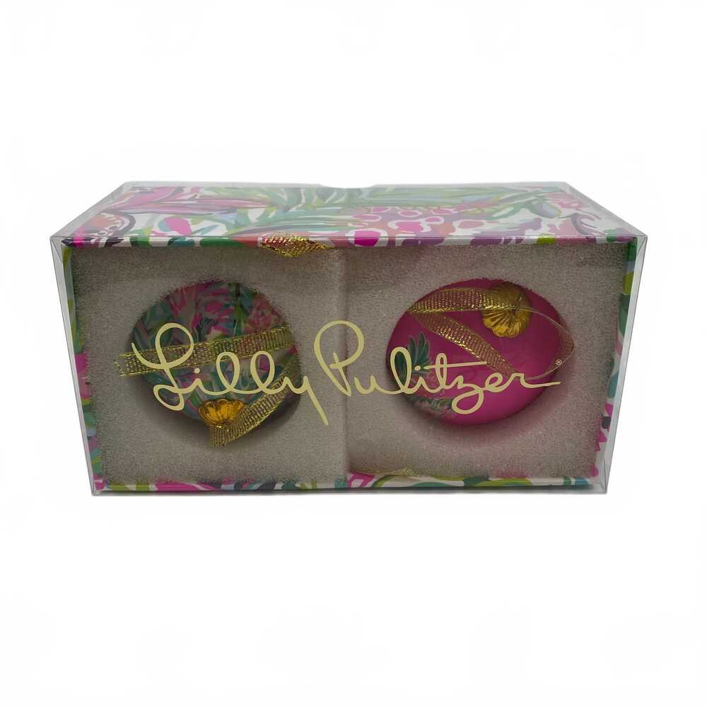 Lilly Pulitzer Ornaments | Floral Pink & Green Christmas Tree Decor OS